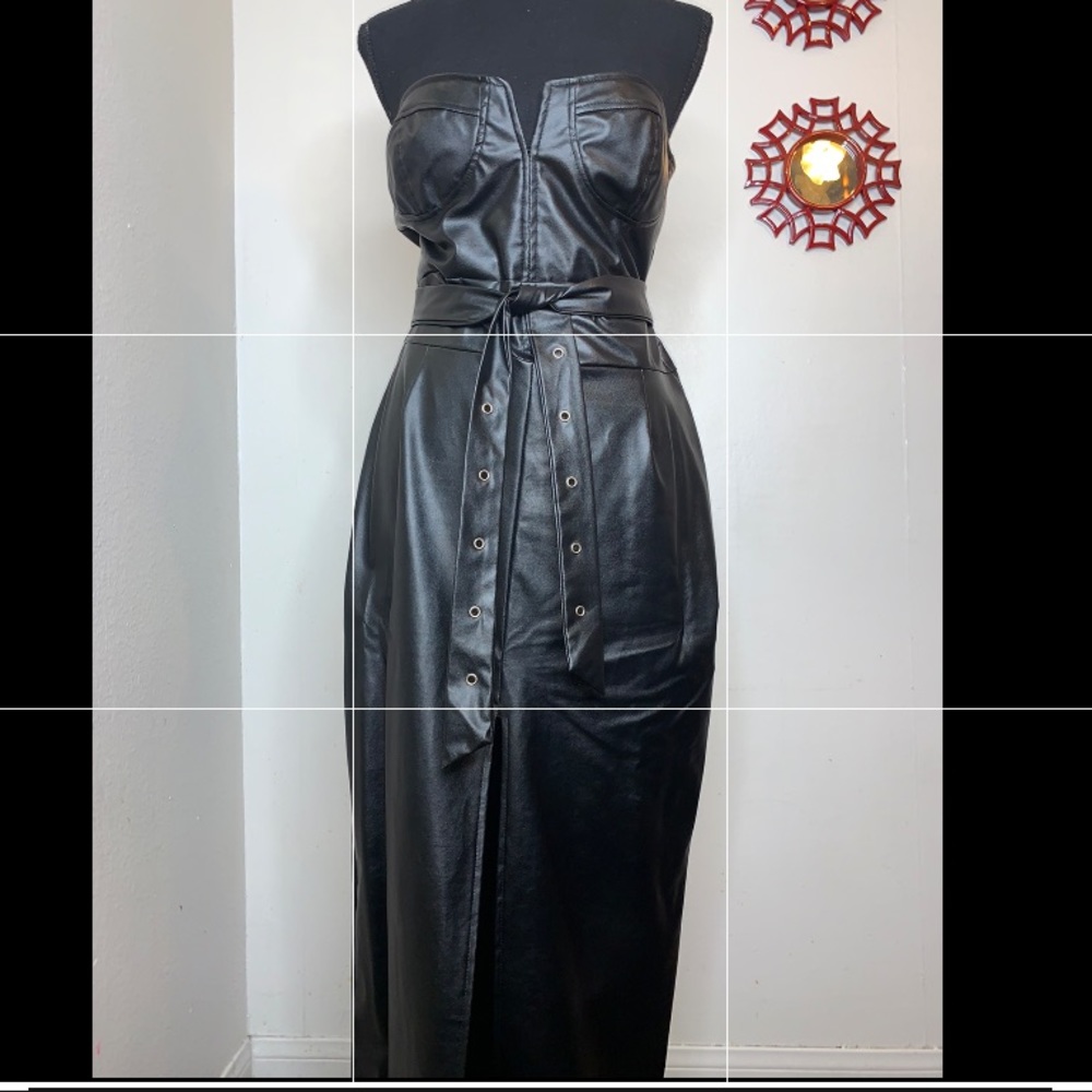 Black faux leather dress